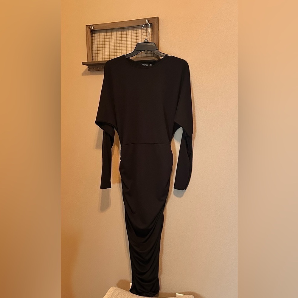 Black Ruched Cocktail Dress Size 12